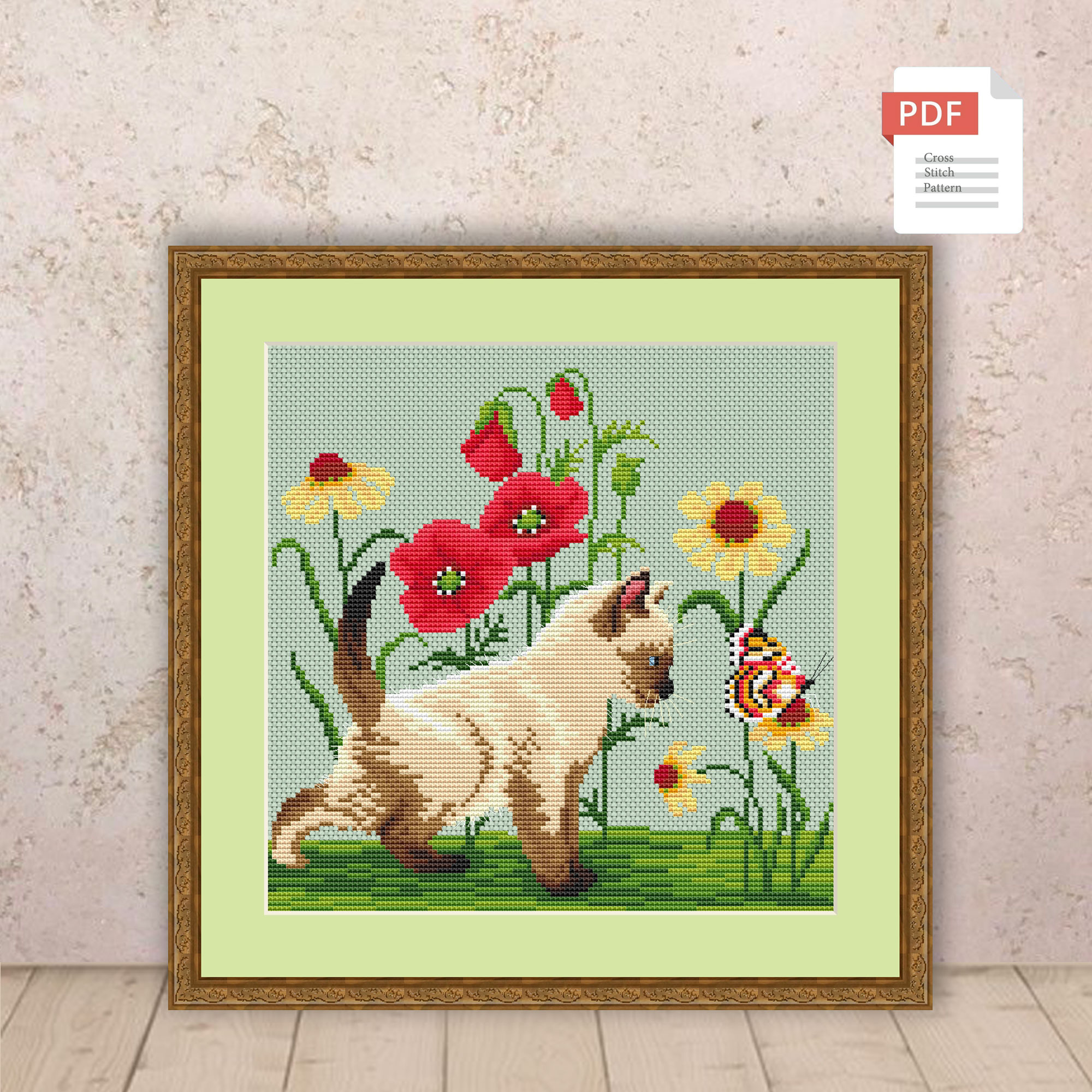 Summer Cat Cross Stitch Pattern #ssn277