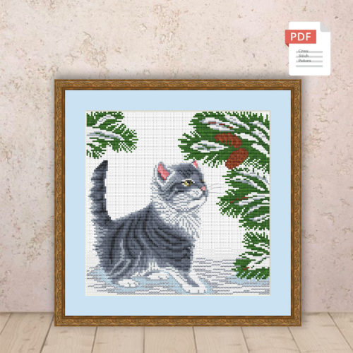 Winter Cat Cross Stitch Pattern #ssn279