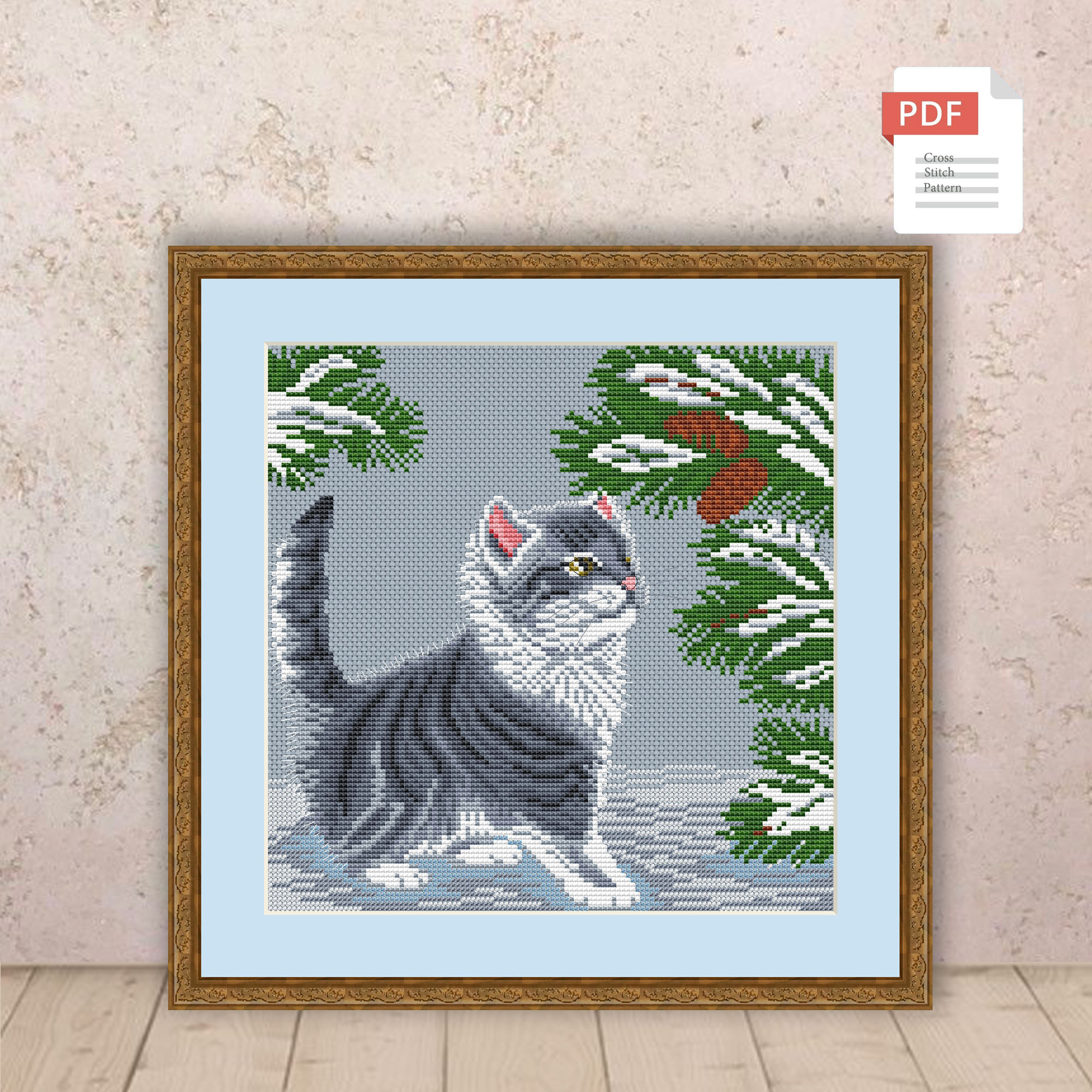 Winter Cat Cross Stitch Pattern #ssn279 - Image 2