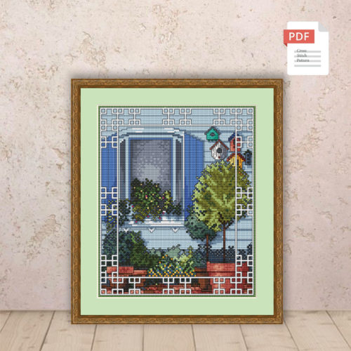 Spring Window Cross Stitch Pattern #ssn302