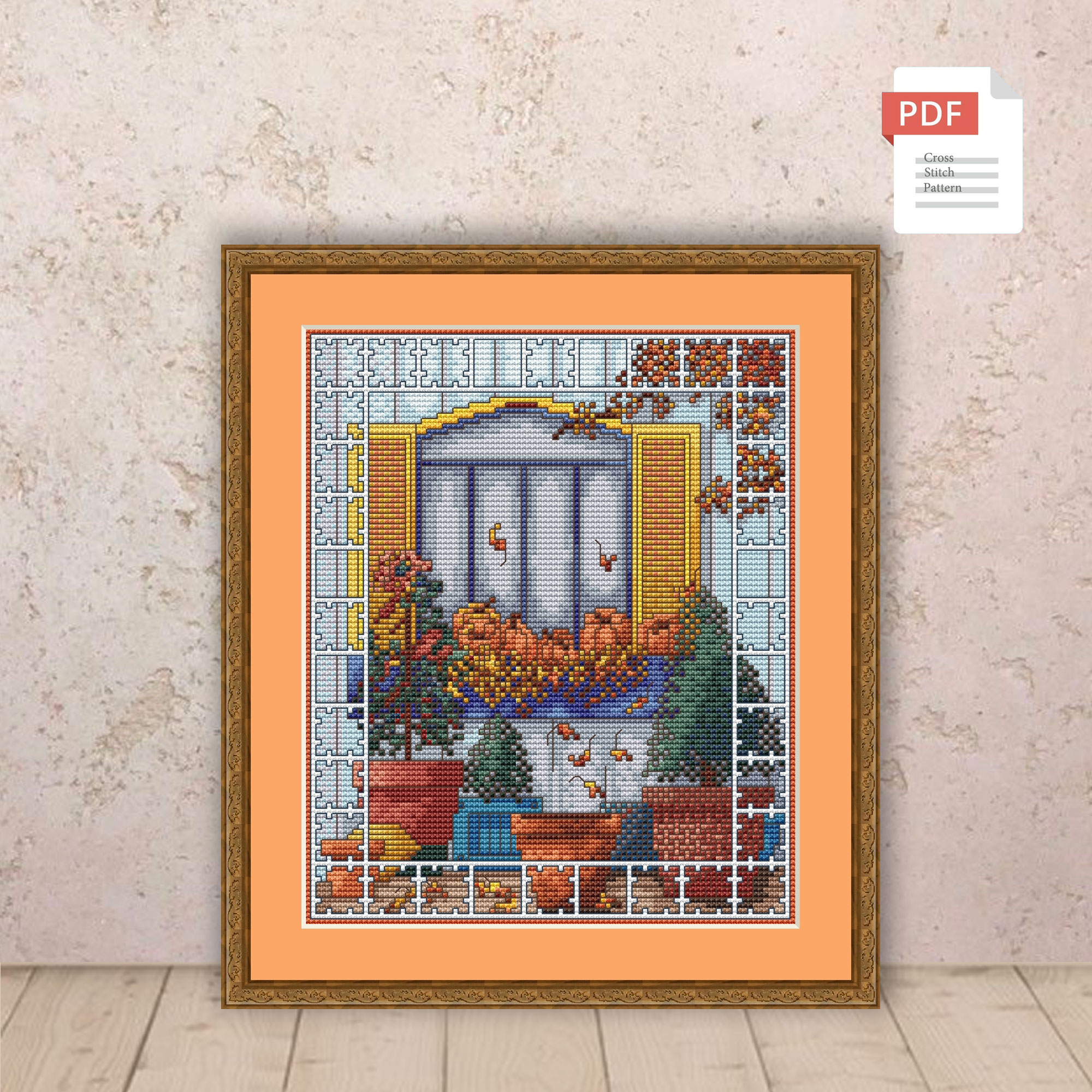Autumn Window Cross Stitch Pattern #ssn304