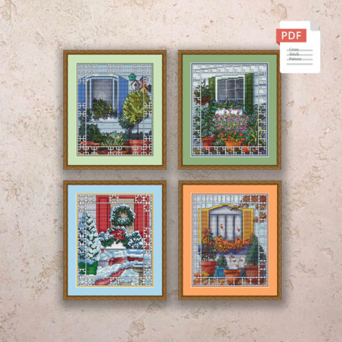 Set of 4 Seasons Cross Stitch Pattern #ssn305