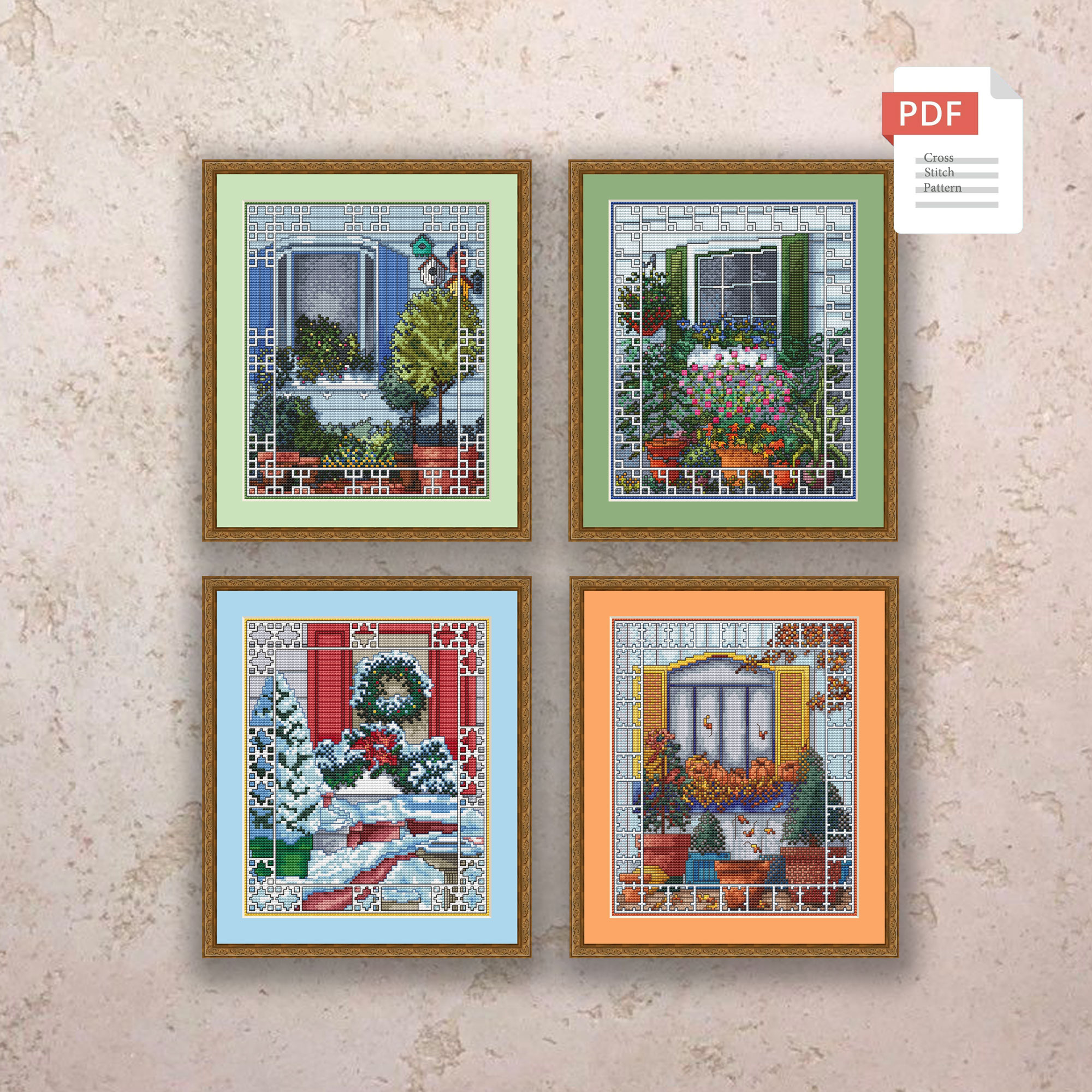 Autumn Window Cross Stitch Pattern #ssn304 - Image 2