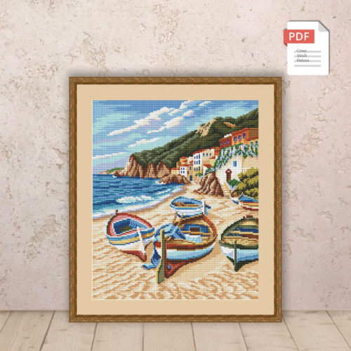 Boats On The Shore Cross Stitch Pattern #trv004
