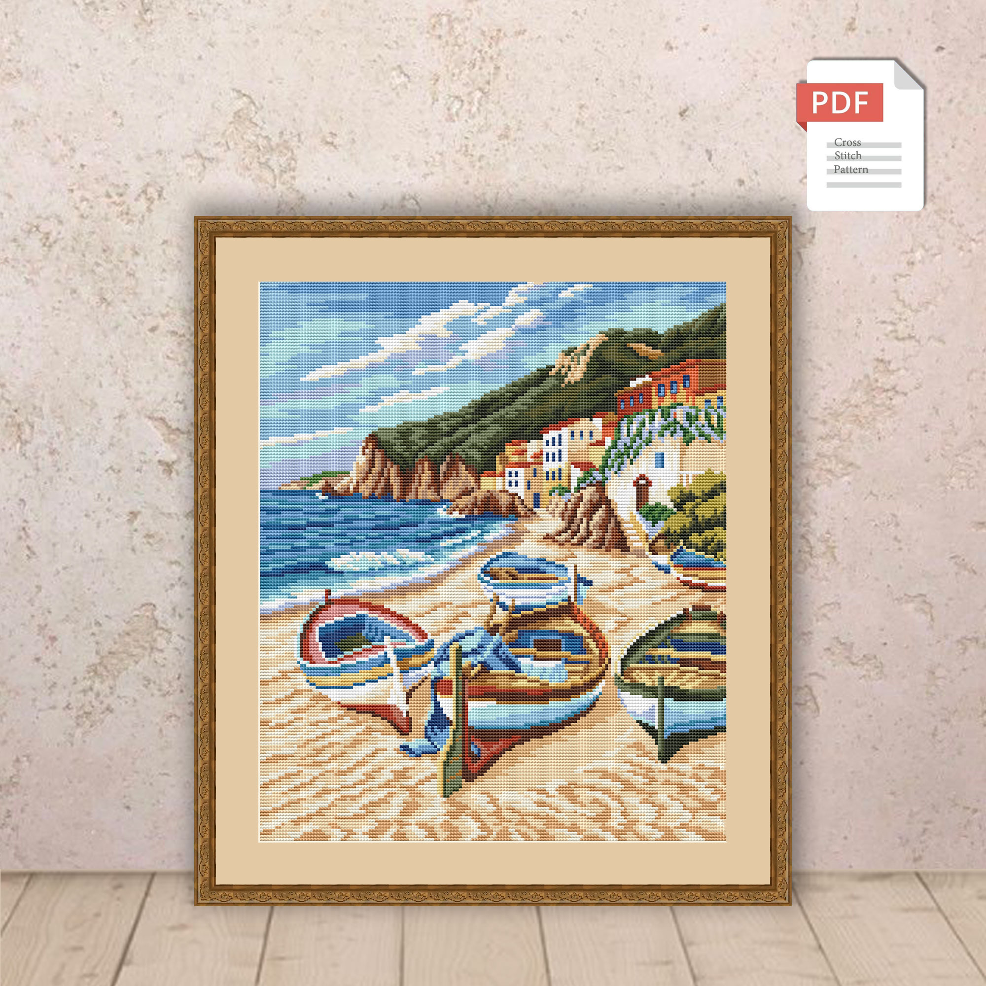 Boats On The Shore Cross Stitch Pattern #trv004