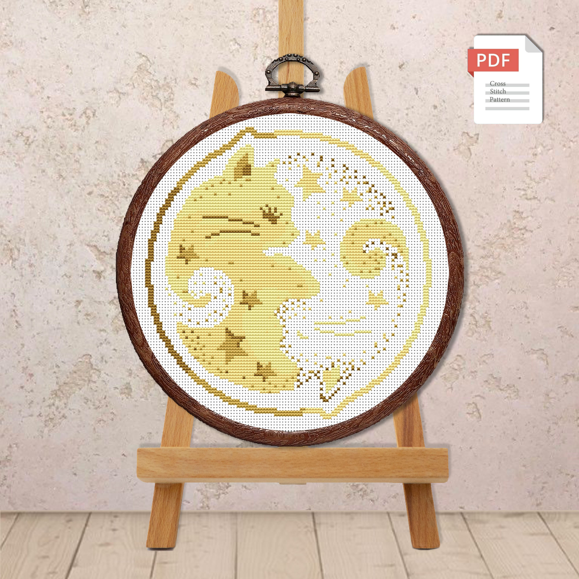 Yin and Yang Sleeping Cats Cross Stitch Pattern #cat001 - Image 3