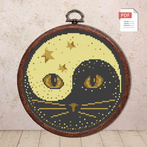 Yin and Yang Cat Cross Stitch Pattern #cat002