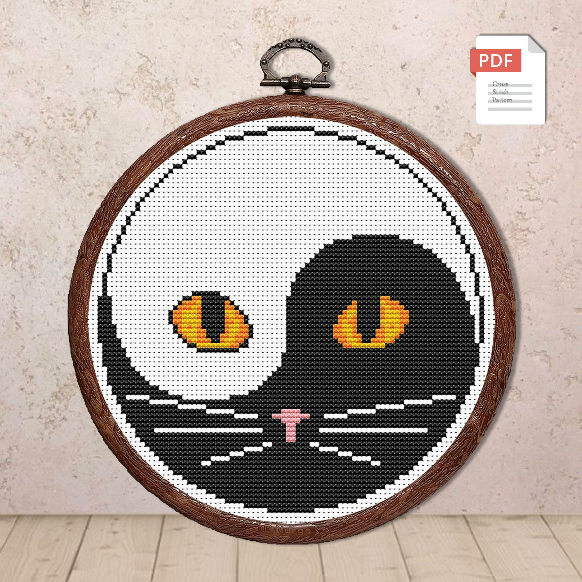Yin and Yang Cat Cross Stitch Pattern #cat003