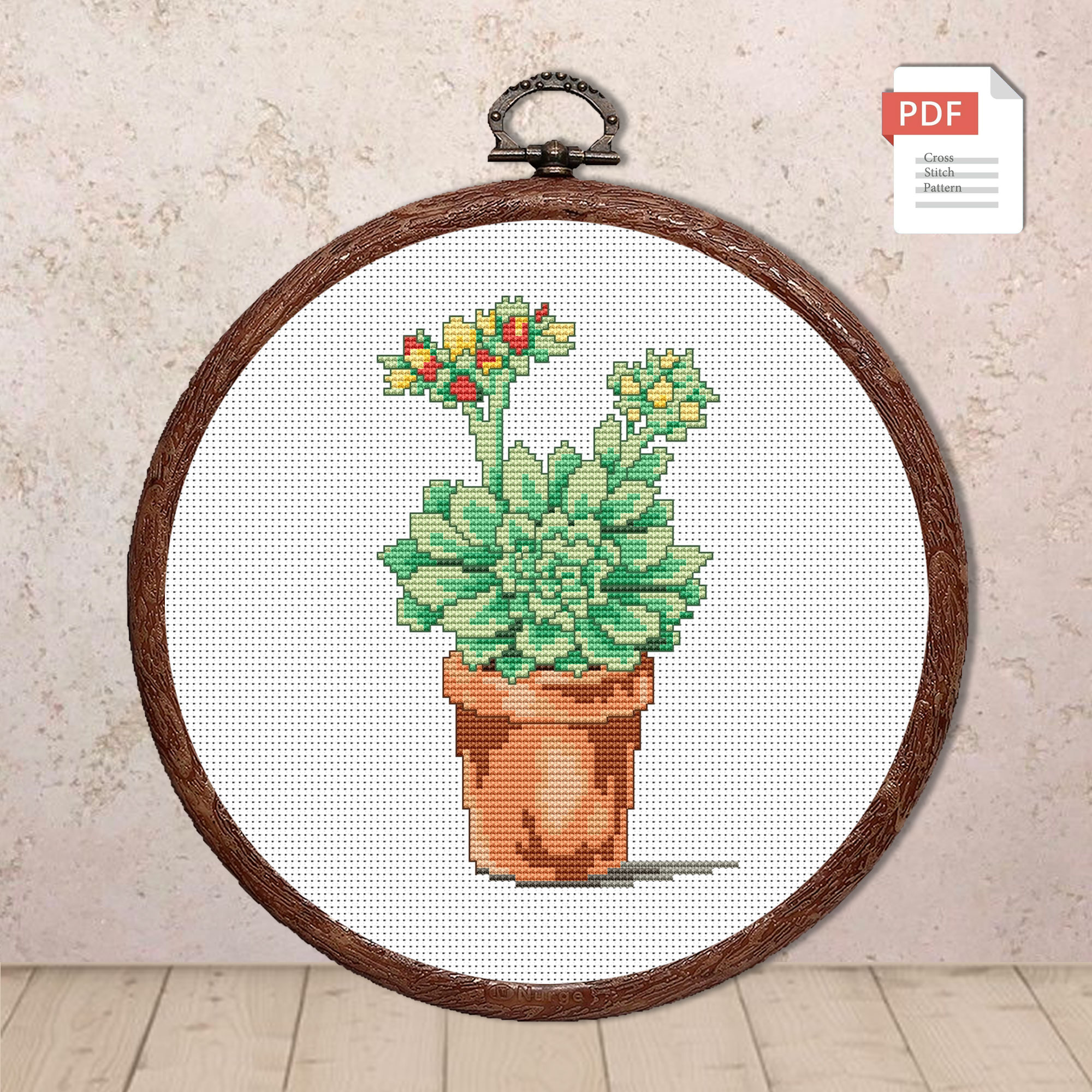 Set of 4 Cacti Cross Stitch Patterns #fl.009 - Image 3