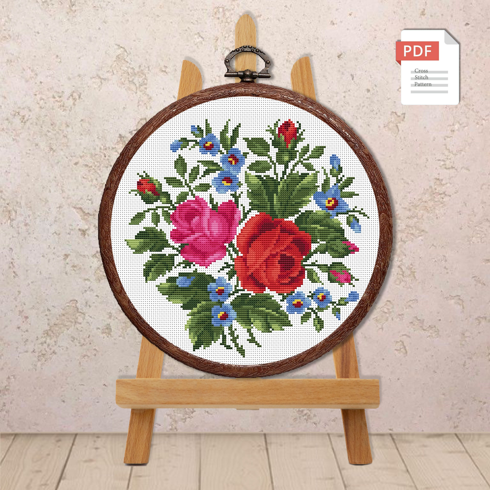 Set of Roses and Snowdrops Cross Stitch Pattern #fl.015 - Image 3