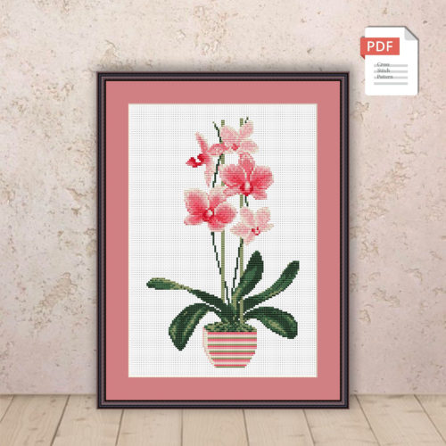 Light Pink Orchid Cross Stitch Pattern #fl.017