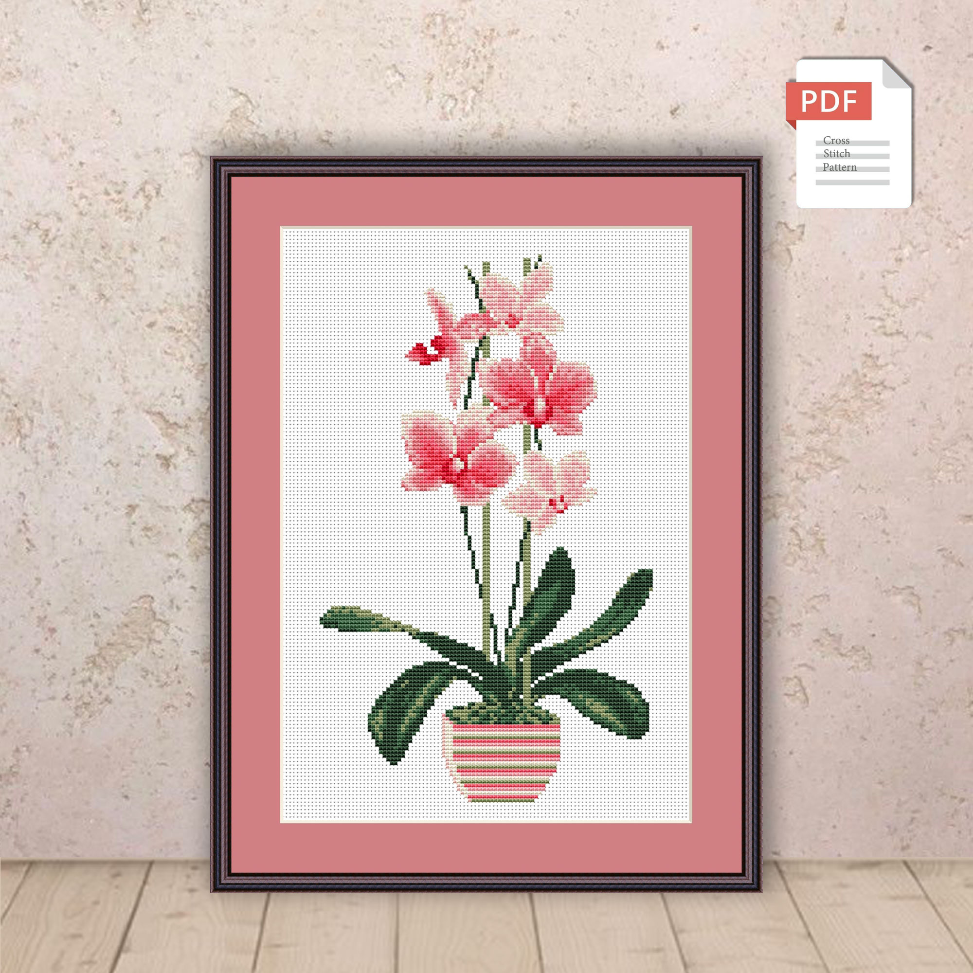 Set of 3 Orchids Cross Stitch Patterns #fl.020 - Image 2
