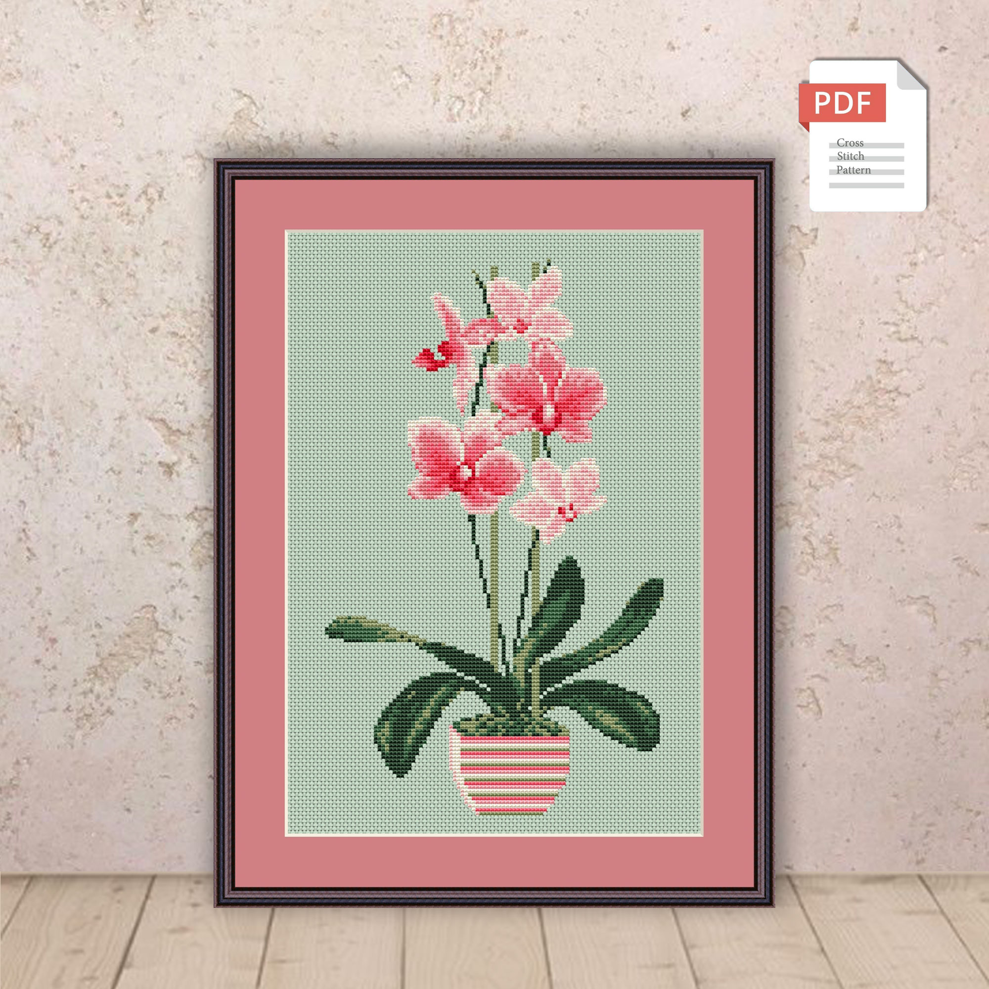 Set of 3 Orchids Cross Stitch Patterns #fl.020 - Image 5