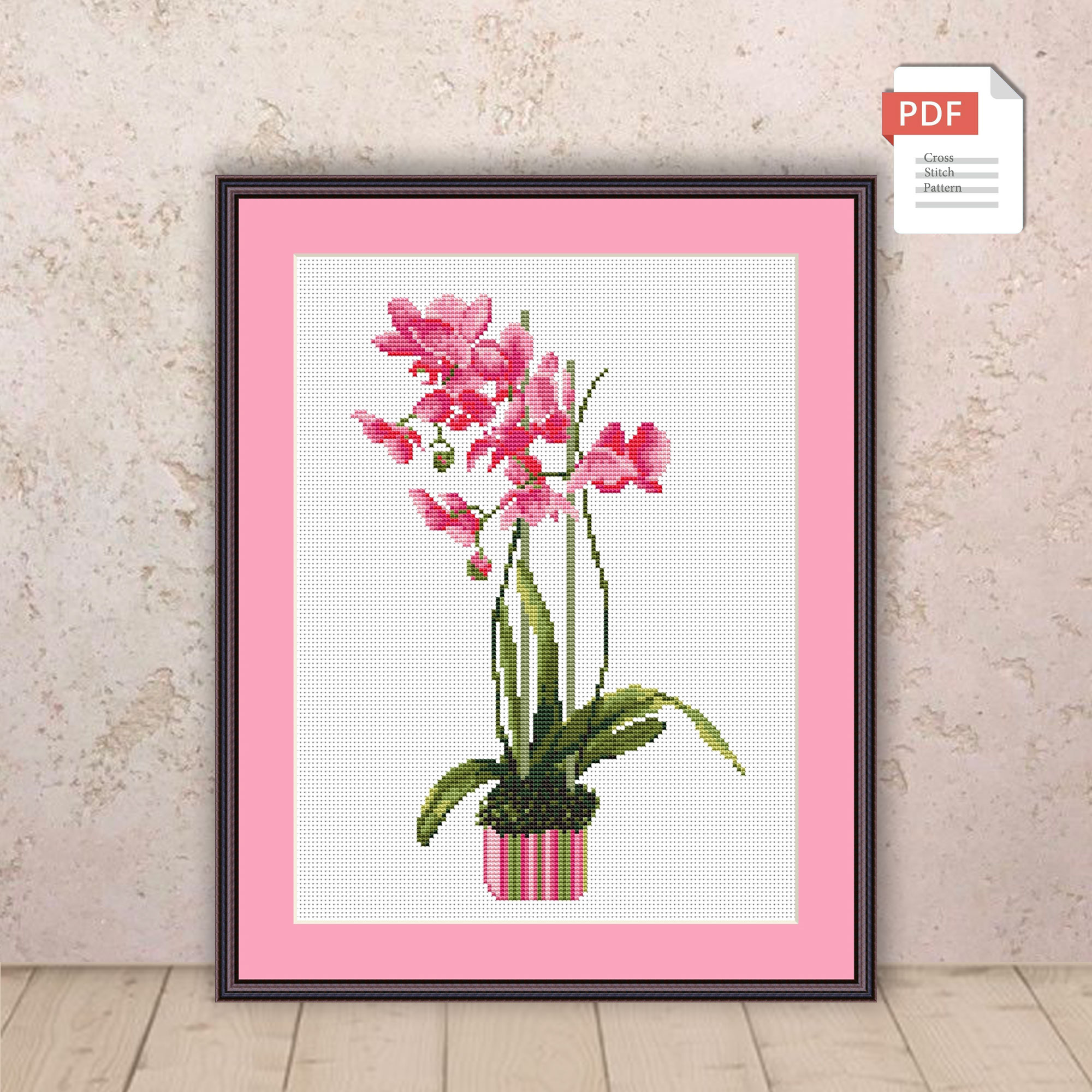 Set of 3 Orchids Cross Stitch Patterns #fl.020 - Image 4