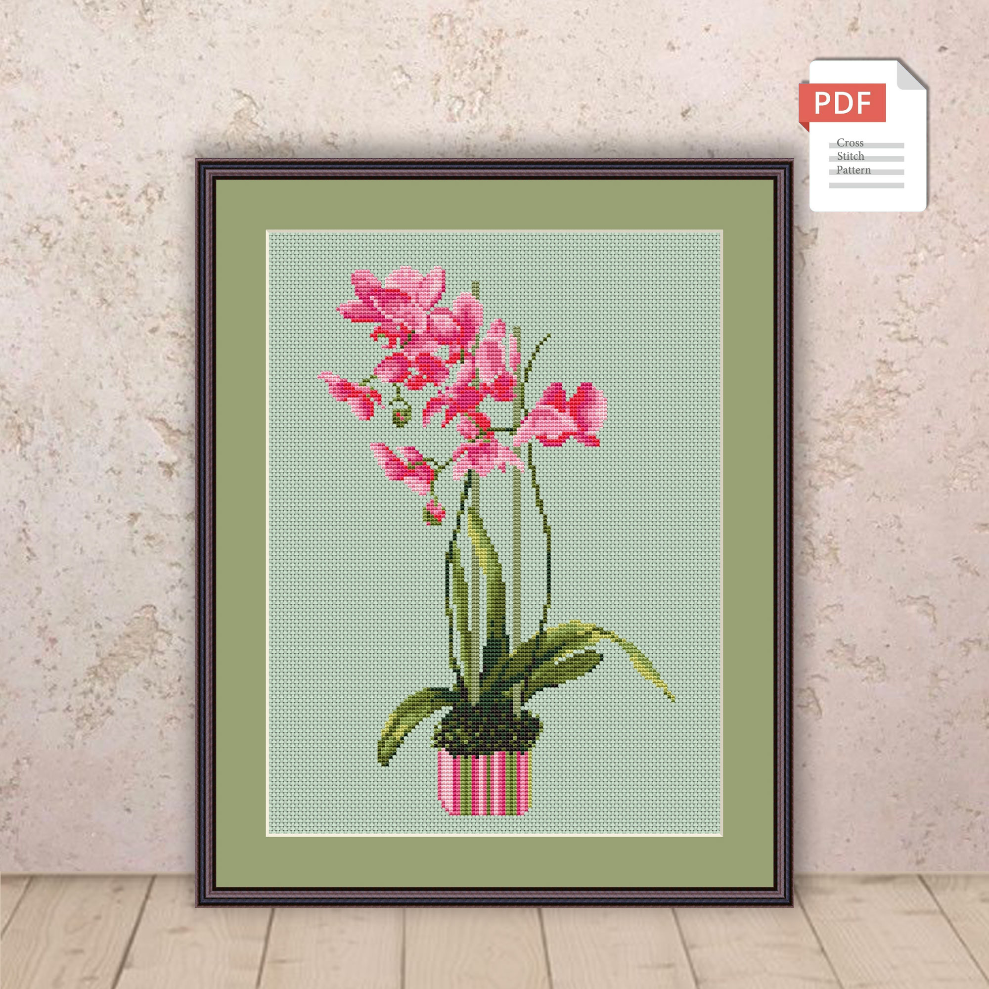 Set of 3 Orchids Cross Stitch Patterns #fl.020 - Image 7