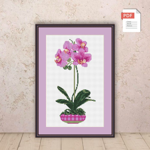 Lilac Orchid Cross Stitch Pattern #fl.019