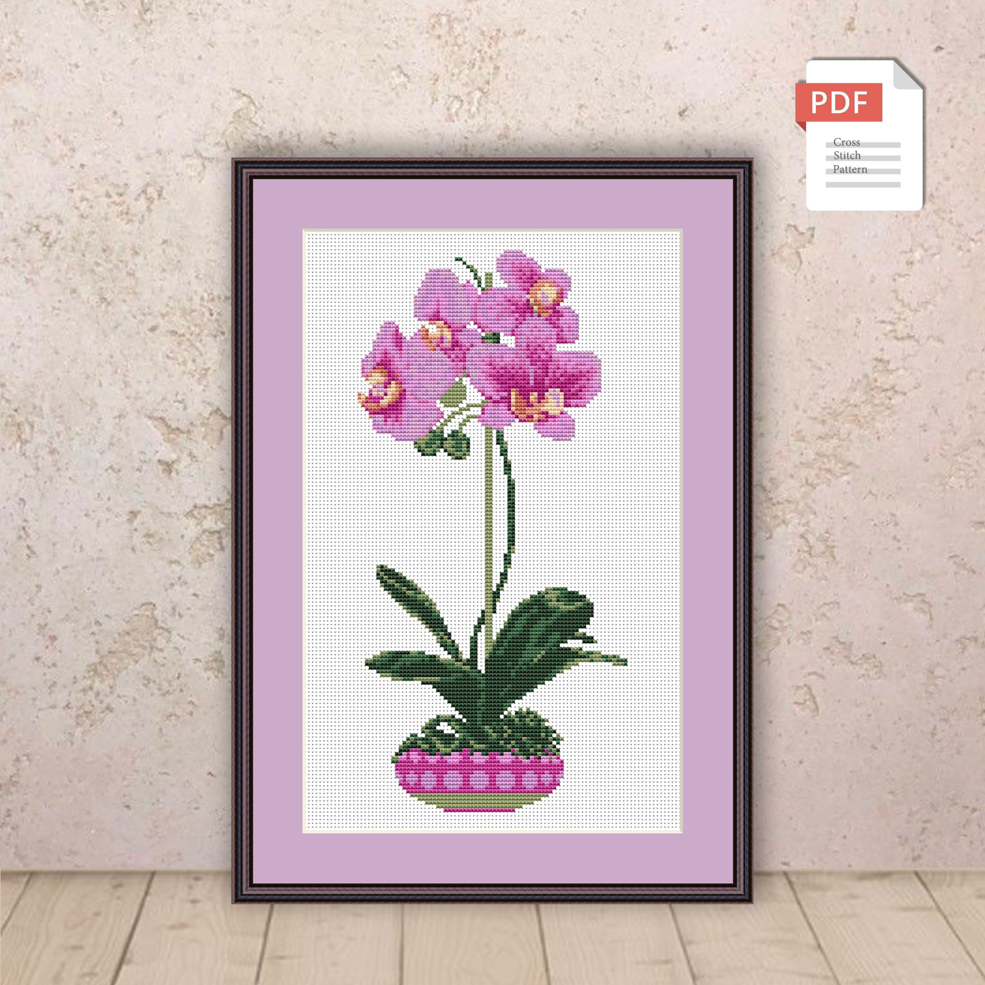 Set of 3 Orchids Cross Stitch Patterns #fl.020 - Image 3