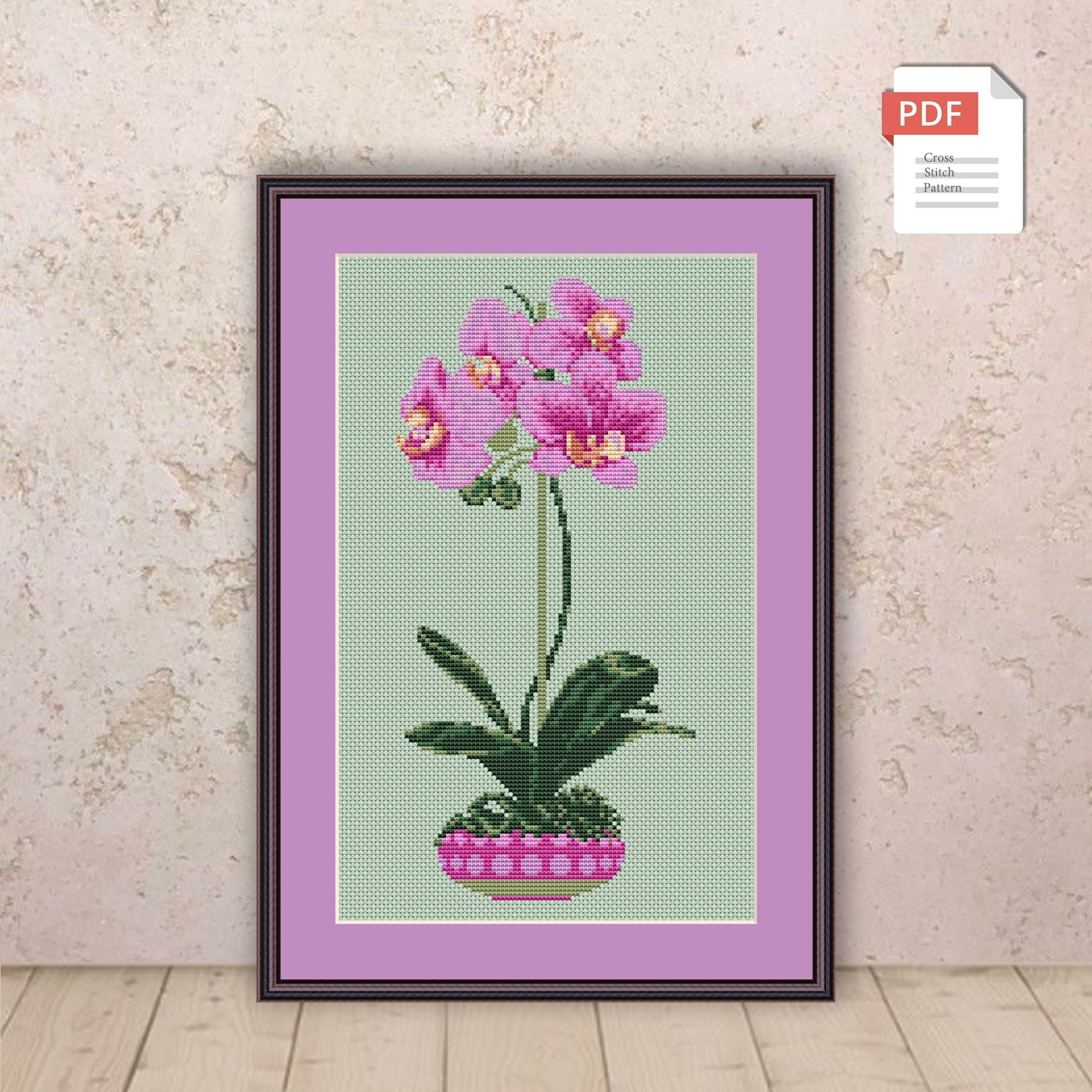 Set of 3 Orchids Cross Stitch Patterns #fl.020 - Image 6