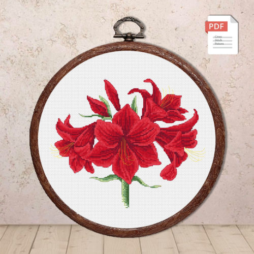 Red Lilies Cross Stitch Pattern #fl.064