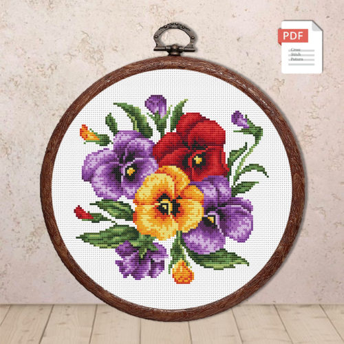 Vintage Pansy Cross Stitch Pattern #fl.083