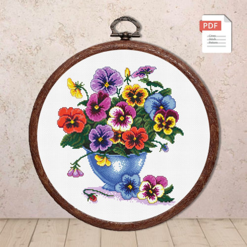 Vintage Pansy Cross Stitch Pattern #fl.084