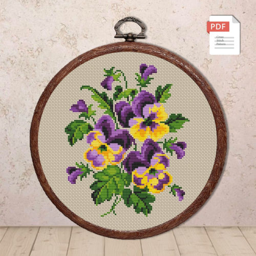 Vintage Pansy Cross Stitch Pattern #fl.090