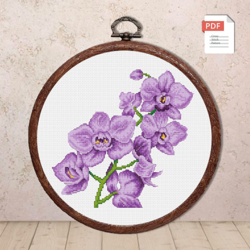 Purple Orchids Cross Stitch Pattern #fl.151