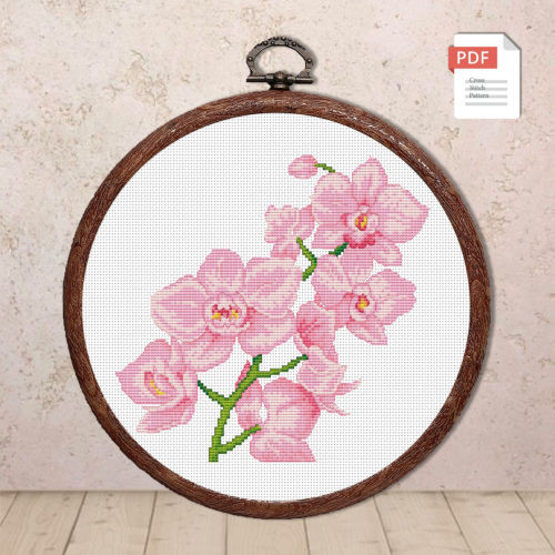 Light Pink Orchids Cross Stitch Pattern #fl.152
