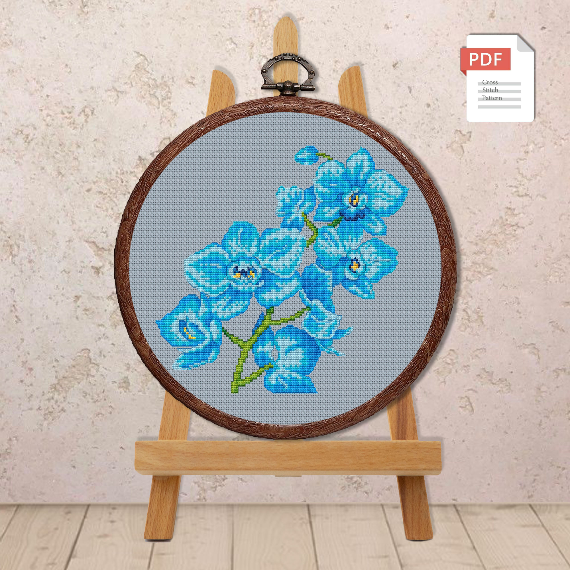 Blue Orchids Cross Stitch Pattern #fl.153 - Image 2