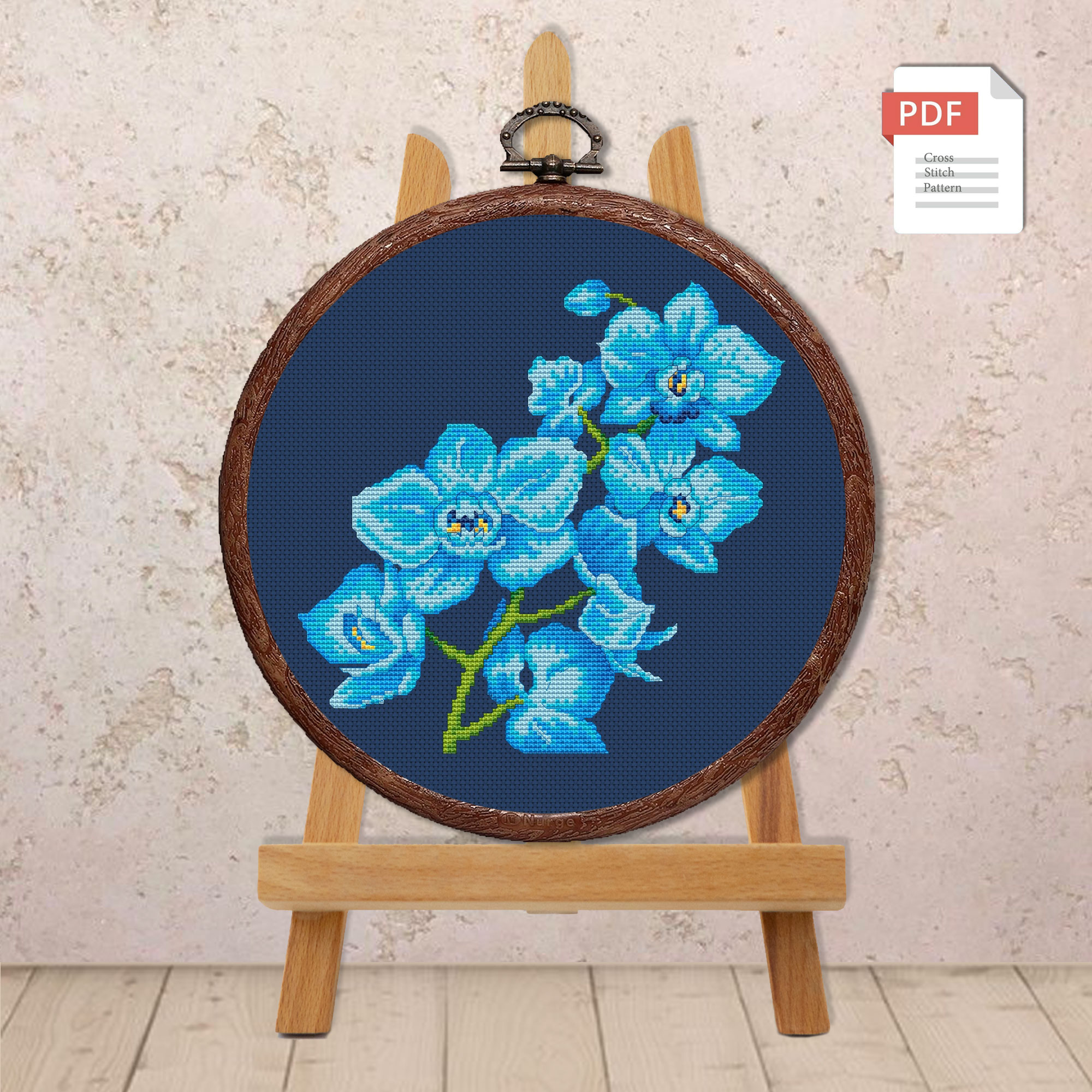 Blue Orchids Cross Stitch Pattern #fl.153 - Image 3