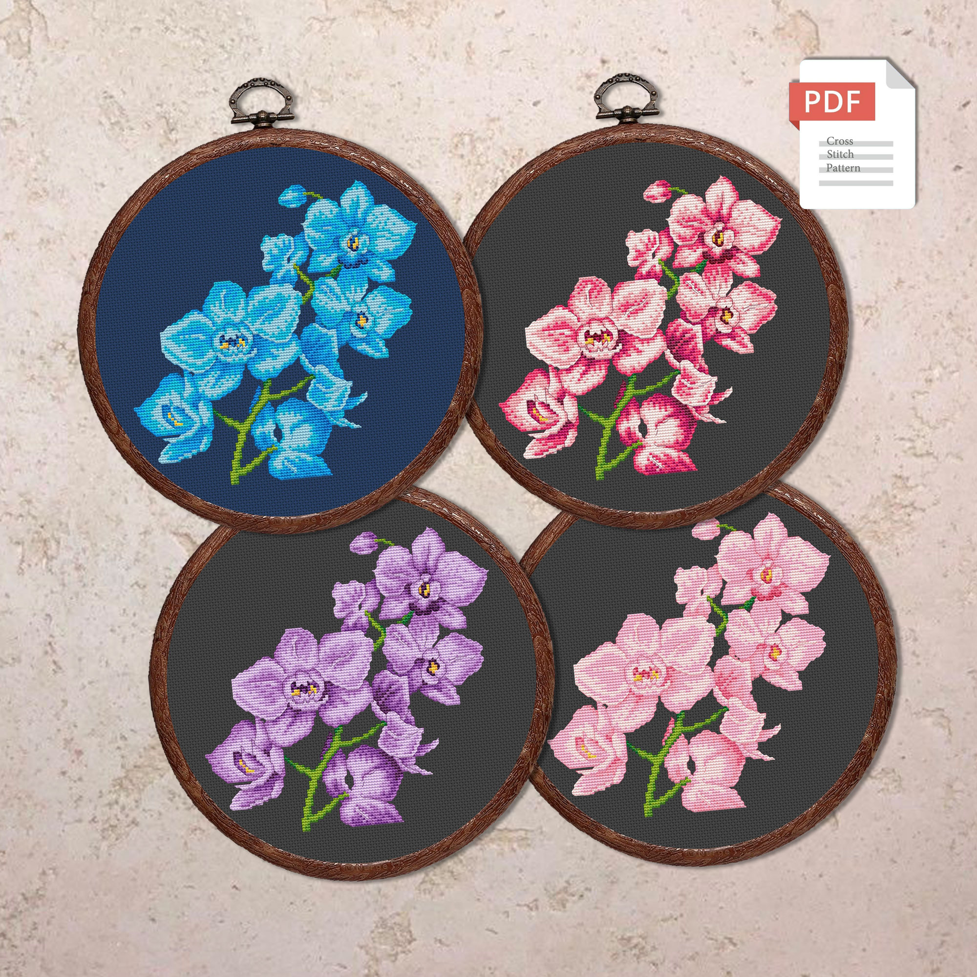 Blue Orchids Cross Stitch Pattern #fl.153 - Image 5