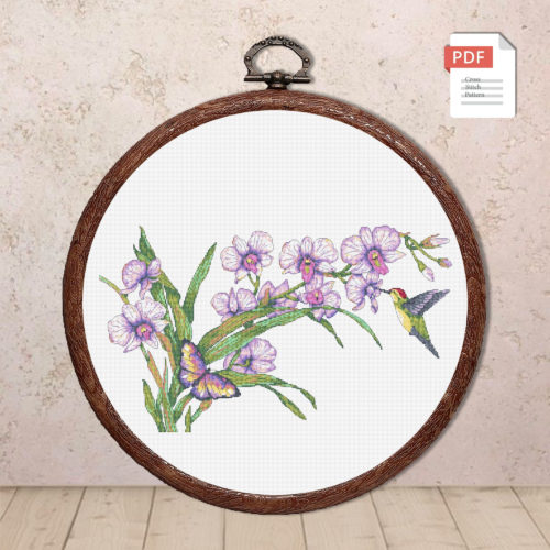 Purple Orchid Cross Stitch Pattern #fl.156