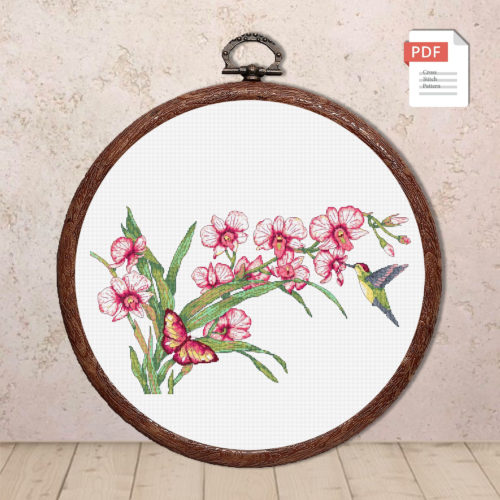 Pink Orchid Cross Stitch Pattern #fl.157