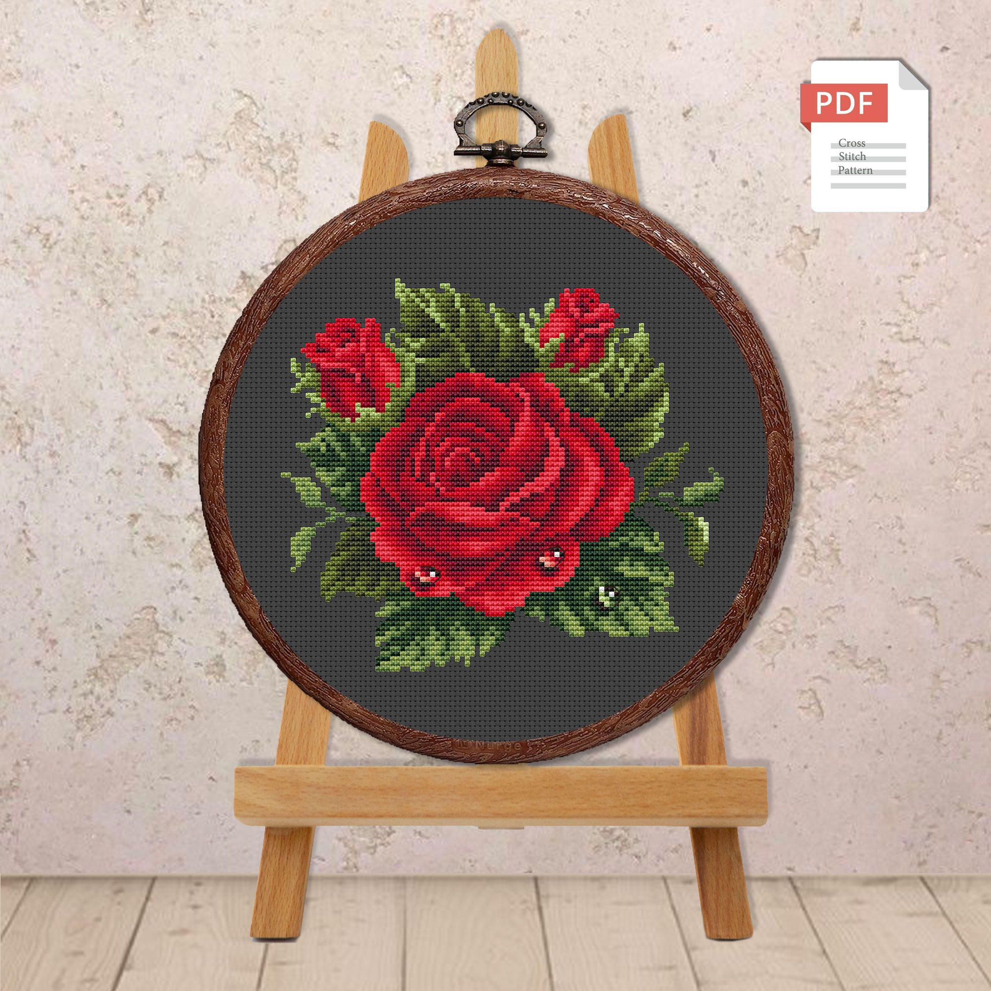Red Rose Cross Stitch Pattern #fl.171 - Image 4