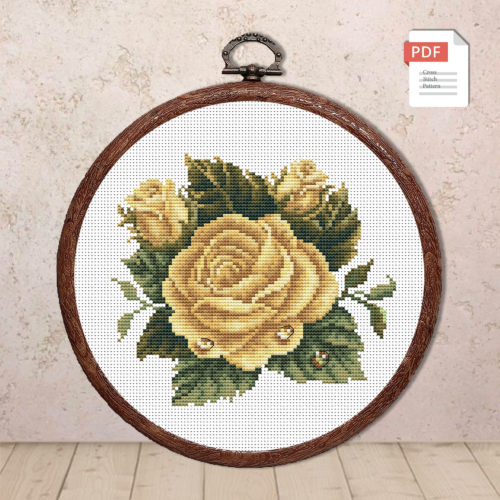 Yellow Rose Cross Stitch Pattern #fl.172