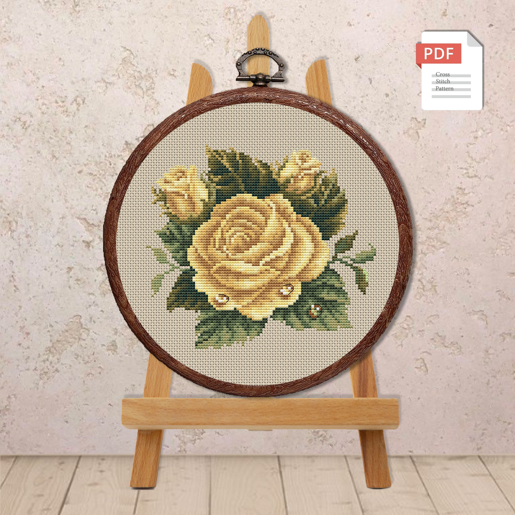 Yellow Rose Cross Stitch Pattern #fl.172 - Image 2