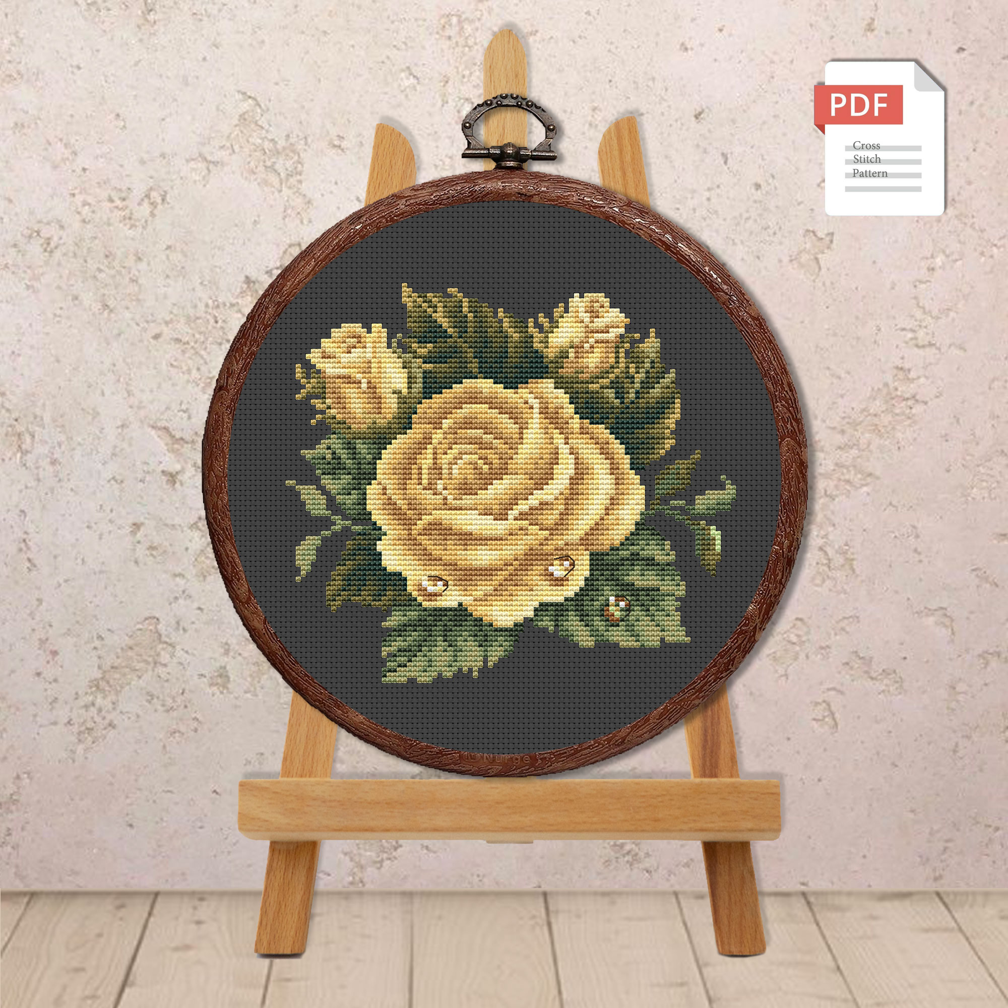 Yellow Rose Cross Stitch Pattern #fl.172 - Image 3