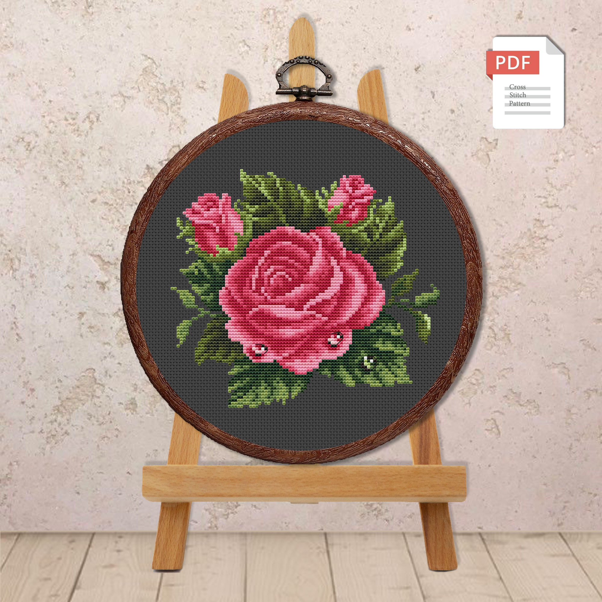 Set of 3 Roses Cross Stitch Patterns #fl.174 - Image 11