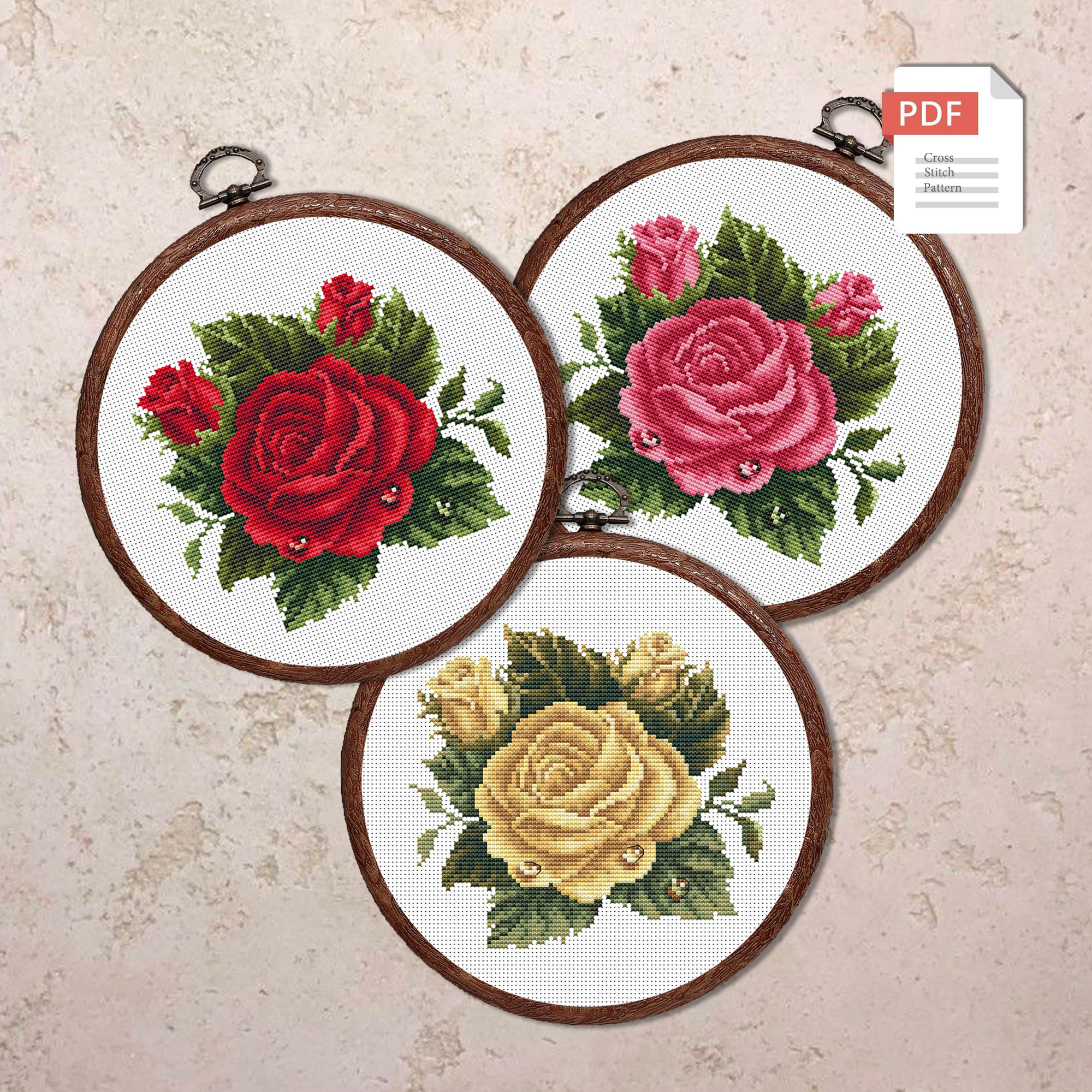 Yellow Rose Cross Stitch Pattern #fl.172 - Image 4