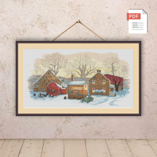 Winter Farm Cross Stitch Pattern #nat.003