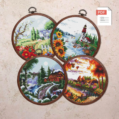 Set of Four Seasons Cross Stitch Patterns #nat.007
