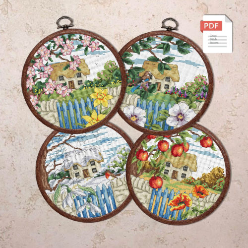 Set of 4 Seasons Cross Stitch Patterns #nat.012
