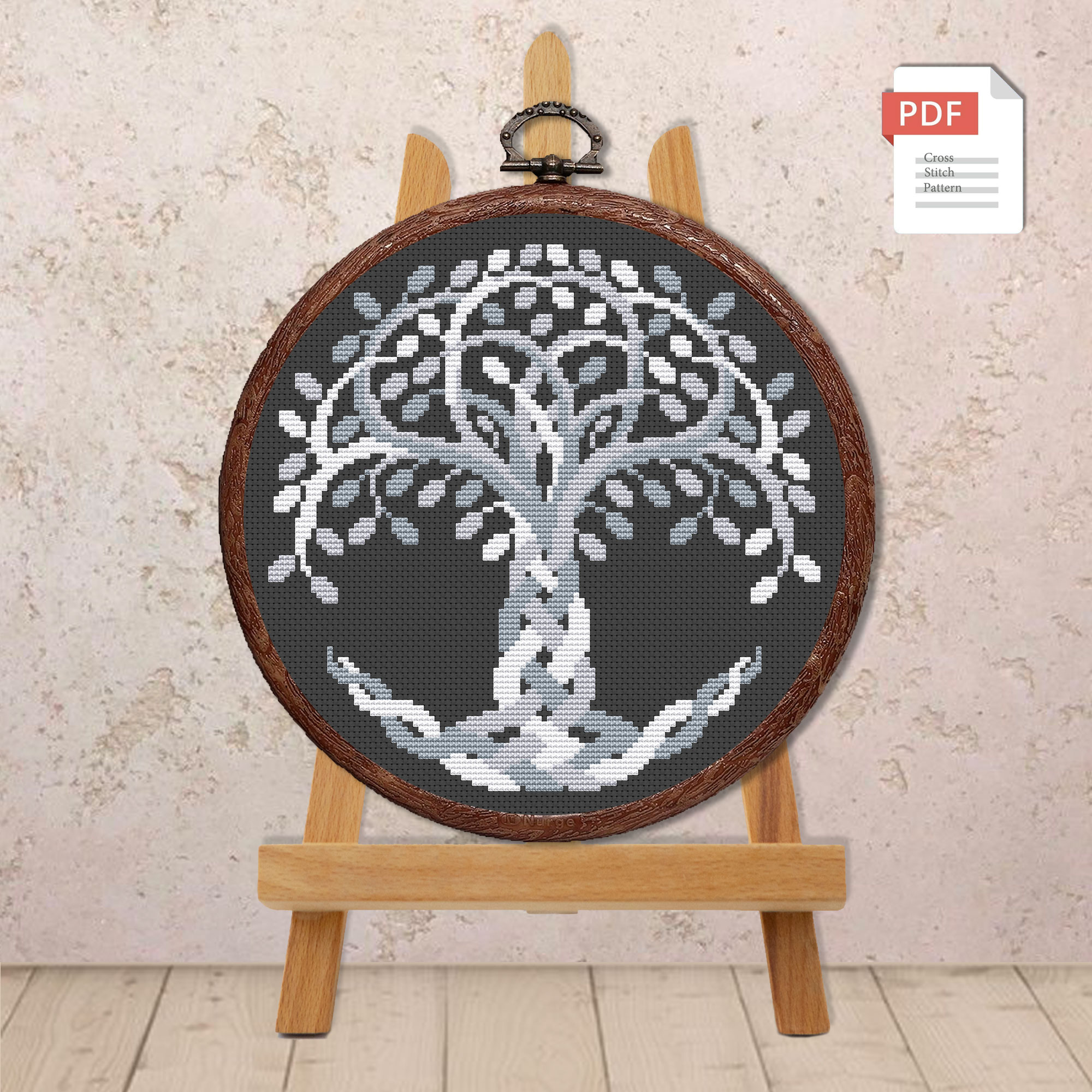 Silver Tree of Life Cross Stitch Pattern #oth013 - Image 2