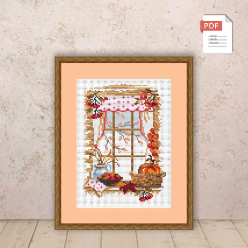 Autumn Window Cross Stitch Pattern #ssn004