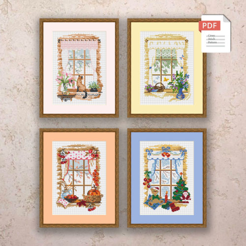 Set of 4 Seasons Cross Stitch Pattern #ssn005