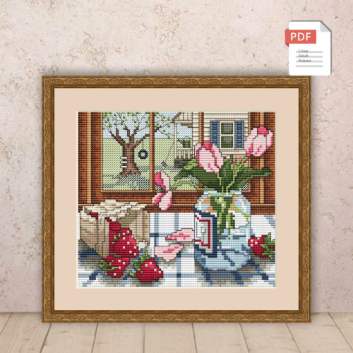 Spring Window Cross Stitch Pattern #ssn006
