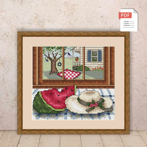 Summer Window Cross Stitch Pattern #ssn007