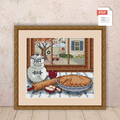 Autumn Window Cross Stitch Pattern #ssn008