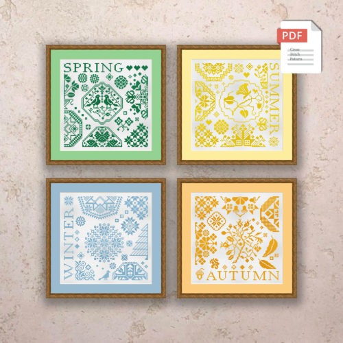 Set of 4 Seasons Cross Stitch Pattern #ssn020