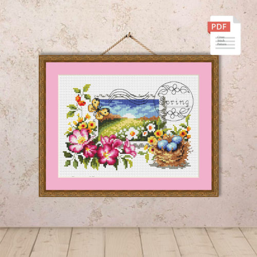 Spring Postage Stamp Cross Stitch Pattern #ssn121